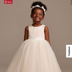 Ball Gown Flower Girl Dress with Heart Cutout - David’s Bridal - RK1368 (Pink)